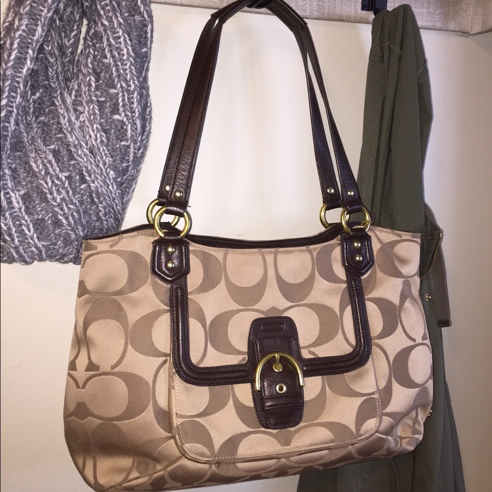 Coach Large Brown Sateen Tote